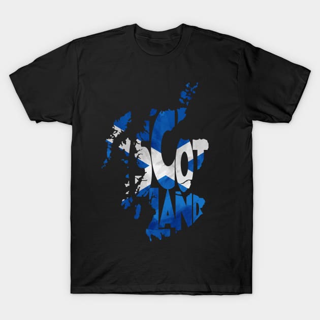 Scotland Typo Map T-Shirt by inspirowl